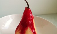 The Perfect Pear: Tequila Poached Pear with a Cactus Pear Coulis