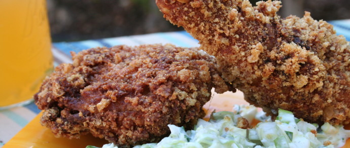 AH, FRIED PORK RINDS HOW WE LOVE THEE! Fried Chicken Recipe with A Chicharron Crust