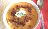 Butternut Squash Soup with Golden Beets and Crumbled Mexican Chorizo