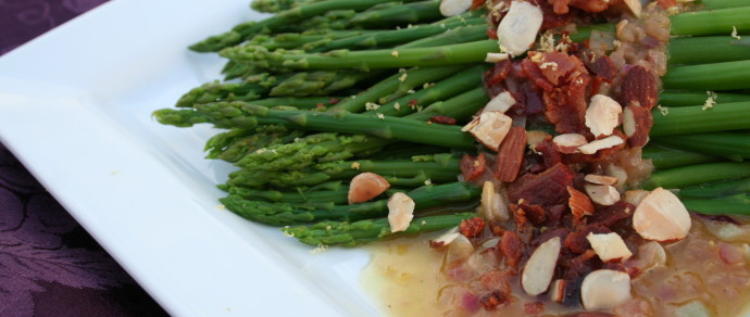 Simple Savory Side: Asparagus with Warm Bacon Shallot Vinaigrette