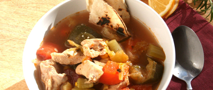 Chicken Soup with Roasted Vegetables