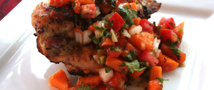 CHUNKY PERSIMMON SALSA BRIGHTENS ANY PLATE OF CHICKEN OR FISH