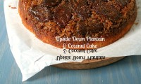 UPSIDE DOWN PLANTAIN CAKE WITH TOASTED COCONUT