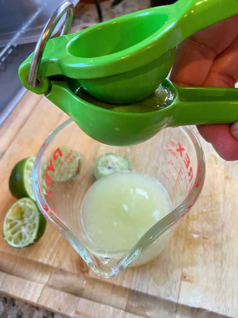 Freshly squeezed lime juice to cook the ceviche
