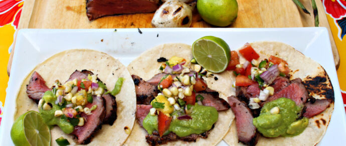 Grilled Tri Tip Tacos with a Corn and Pineapple Pico de Gallo Salsa