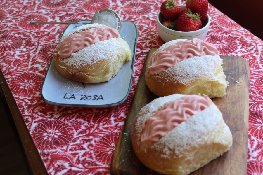 Pan de Leche with Strawberry Pastry Cream