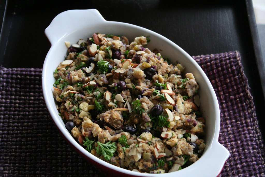 Thanksgiving Stuffing with Blueberries, Rosemary and Almonds